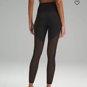 Lululemon Wunder Train Mesh Panel High Rise Leggings Black Size 0